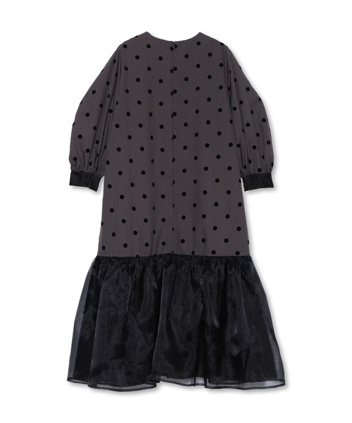 Re.Verofonna ヴェロフォンナ オーガンジー切替ドットワンピース 黒 Re.Verofonna（ヴェロフォンナ）の「オーガンジー切替ドットワンピース