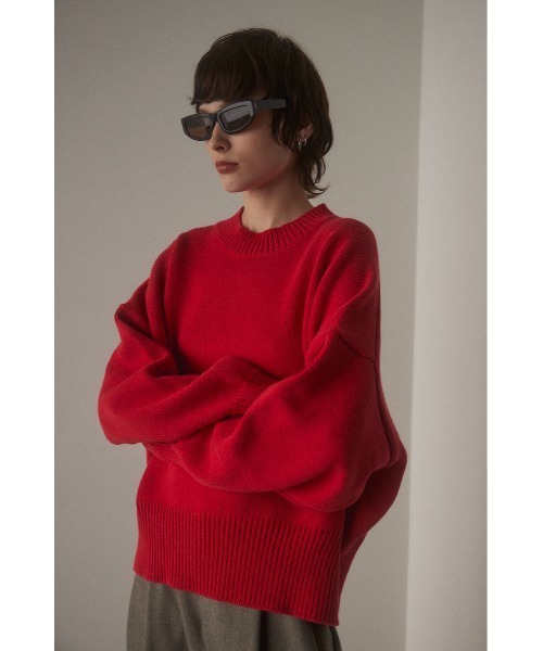BLACK BY MOUSSY（ブラックバイマウジー）の「oversize knit pullover(オーバーサイズニットプルオーバー)（ニット/セーター・レディース・ネイビー/ベージュ/ライトブラック/レッド/カーキ/アイボリー/オフホワイト/ライトピンク/ライトグレー/ライトブルー・FREE）」の10枚目の写真