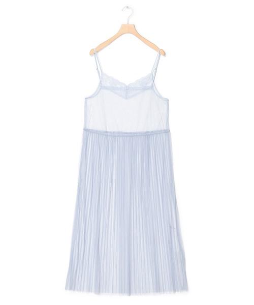 w closet(ダブルクローゼット)の「シアーチュールキャミワンピース(ワンピース・レディース・オフホワイト/サックスブルー/ブラウン/ブラック・FREE)」の14枚目の写真