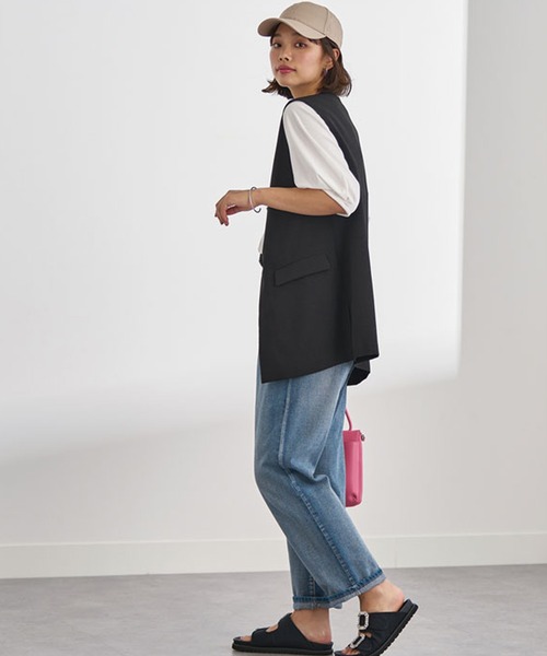 BELLUNA（ベルーナ）の「ノーカラーデザインジレ（ベスト・レディース・テラコッタ/ブラック/ベージュ系・LARGE/MEDIUM/X-LARGE）」の4枚目の写真