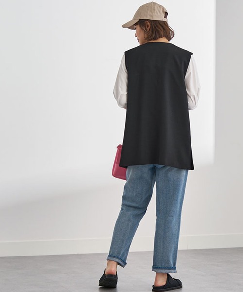 BELLUNA（ベルーナ）の「ノーカラーデザインジレ（ベスト・レディース・テラコッタ/ブラック/ベージュ系・LARGE/MEDIUM/X-LARGE）」の6枚目の写真