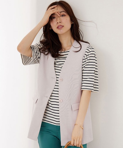 BELLUNA（ベルーナ）の「ノーカラーデザインジレ（ベスト・レディース・テラコッタ/ブラック/ベージュ系・LARGE/MEDIUM/X-LARGE）」の10枚目の写真