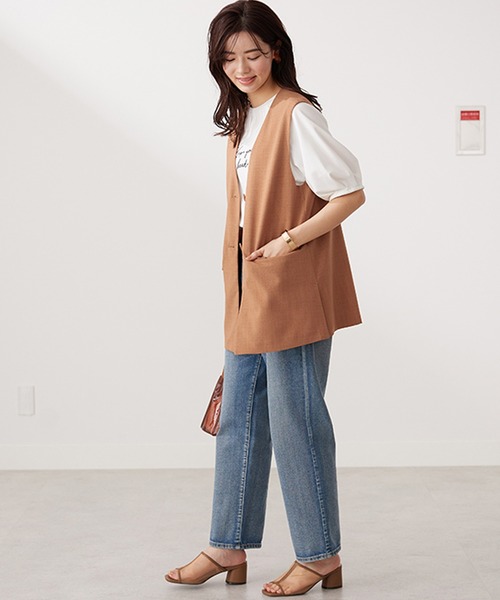 BELLUNA（ベルーナ）の「ノーカラーデザインジレ（ベスト・レディース・テラコッタ/ブラック/ベージュ系・LARGE/MEDIUM/X-LARGE）」の13枚目の写真