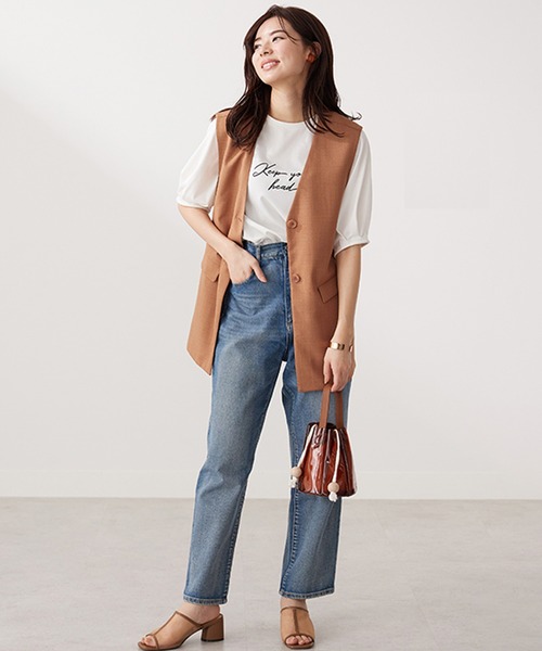 BELLUNA（ベルーナ）の「ノーカラーデザインジレ（ベスト・レディース・テラコッタ/ブラック/ベージュ系・LARGE/MEDIUM/X-LARGE）」の15枚目の写真