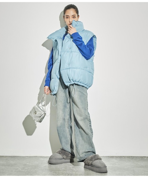 ANAP（アナップ）の「フェイクダウンオーバーベスト（ダウンベスト・レディース・ブラック/アイボリー/ライトブルー・FREE）」の13枚目の写真