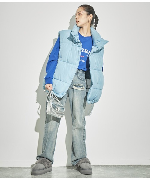 ANAP（アナップ）の「フェイクダウンオーバーベスト（ダウンベスト・レディース・ブラック/アイボリー/ライトブルー・FREE）」の15枚目の写真