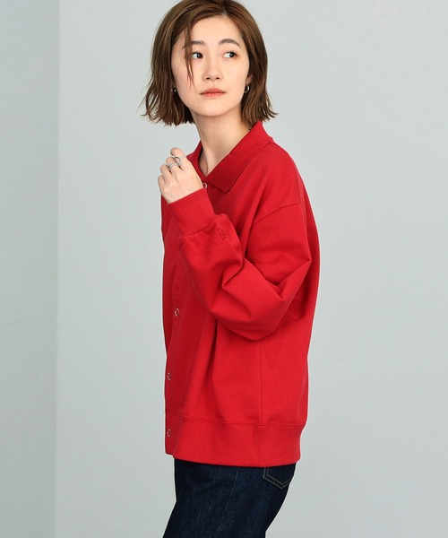 SOMETHING(サムシング)の「SOMETHING/サムシング ポロスウェットカーディガン(カーディガン/ボレロ・レディース・ブラック/ブラウン/グリーン/レッド・FREE)」の6枚目の写真
