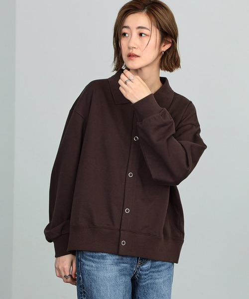 SOMETHING(サムシング)の「SOMETHING/サムシング ポロスウェットカーディガン(カーディガン/ボレロ・レディース・ブラック/ブラウン/グリーン/レッド・FREE)」の12枚目の写真