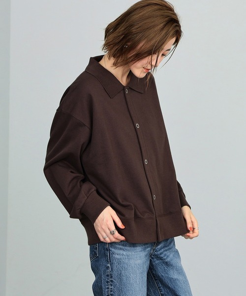 SOMETHING(サムシング)の「SOMETHING/サムシング ポロスウェットカーディガン(カーディガン/ボレロ・レディース・ブラック/ブラウン/グリーン/レッド・FREE)」の14枚目の写真