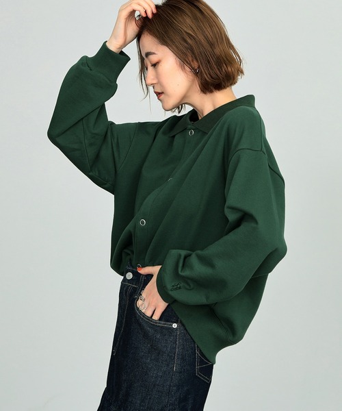 SOMETHING(サムシング)の「SOMETHING/サムシング ポロスウェットカーディガン(カーディガン/ボレロ・レディース・ブラック/ブラウン/グリーン/レッド・FREE)」の20枚目の写真