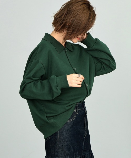 SOMETHING(サムシング)の「SOMETHING/サムシング ポロスウェットカーディガン(カーディガン/ボレロ・レディース・ブラック/ブラウン/グリーン/レッド・FREE)」の21枚目の写真