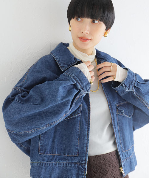IENA（イエナ）の「【CURRENTAGE/カレンテージ】デニムブルゾン（ブルゾン・レディース・ネイビー・FREE）」の4枚目の写真
