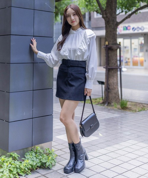 clear（クリア）の「ベルト付きフロントポケットタイトミニスカート（スカート・レディース・ブラック/ベージュ/モカ・M/S）」の21枚目の写真