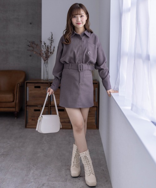 clear（クリア）の「ベルト付きフロントポケットタイトミニスカート（スカート・レディース・ブラック/ベージュ/モカ・M/S）」の13枚目の写真