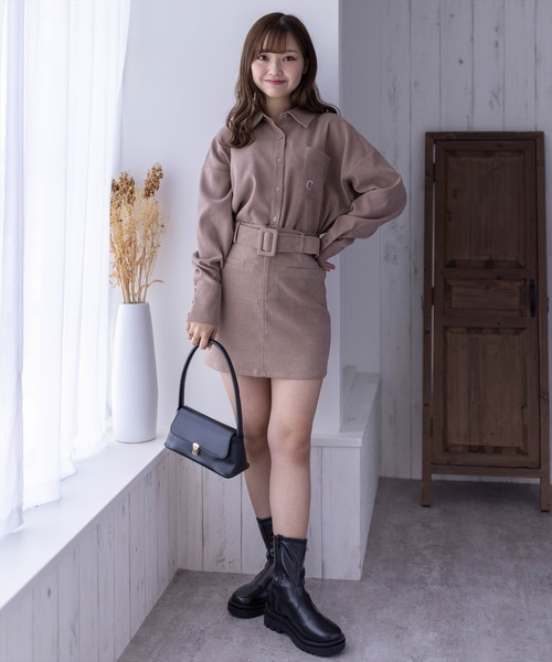 clear（クリア）の「ベルト付きフロントポケットタイトミニスカート（スカート・レディース・ブラック/ベージュ/モカ・M/S）」の15枚目の写真