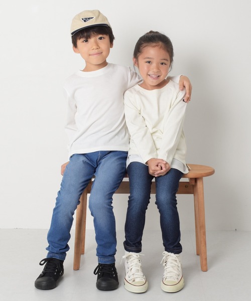 S&H（エスアンドエイチ）の「【S&H】デニム風レギンス（その他パンツ・キッズ・ブルー/インディゴブルー・120cm/130cm/110cm/100cm）」の2枚目の写真