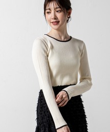 MILLION CARATS（ミリオンカラッツ）の「【ReBasic】ありそうでなかった配色デザインがワンポイントになったバイカラーリブ編みニット（ニット/セーター）」