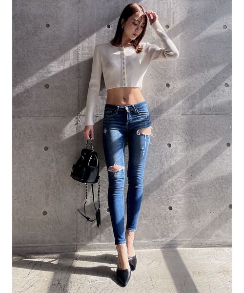 GYDA(ジェイダ)の「SIDE RIPPED スキニーデニムパンツ(デニムパンツ・レディース・ブルー・LARGE/MEDIUM/SMALL/X-SMALL)」の20枚目の写真