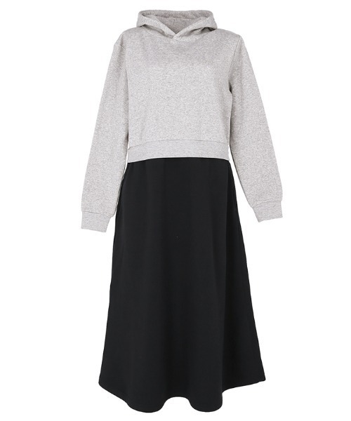 coca（coca）（コカ）の「ふわりードッキングワンピース（ワンピース・レディース・ブラック/グレー・L/M）」の12枚目の写真