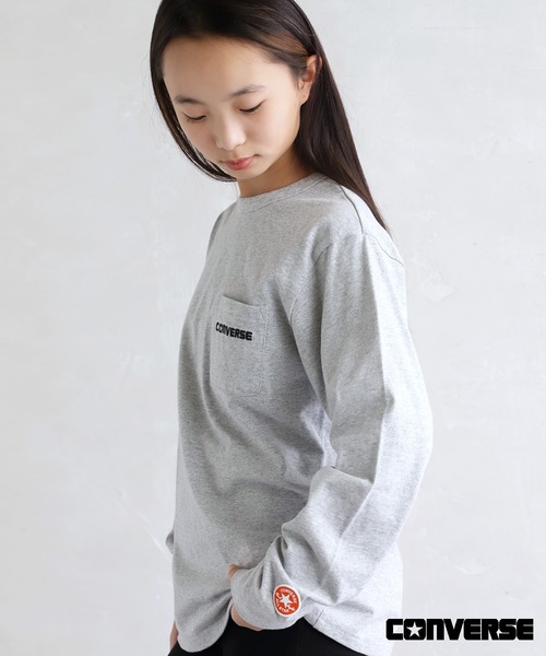 CONVERSE（コンバース）の「CONVERSE刺繍ロゴロンT（Tシャツ/カットソー・キッズ・オフホワイト/杢グレー/ブラック・140/130/160/150）」の19枚目の写真