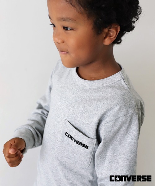 CONVERSE（コンバース）の「CONVERSE刺繍ロゴロンT（Tシャツ/カットソー・キッズ・オフホワイト/杢グレー/ブラック・140/130/160/150）」の16枚目の写真