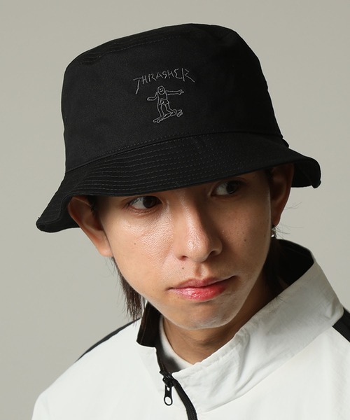 THRASHER（スラッシャー）の「【THRASHER/スラッシャー】×【Mark Gonzales/マーク ゴンザレス】アート刺繍  バケットハット（ハット・メンズ・ホワイト/ブラック・FREE）」の10枚目の写真