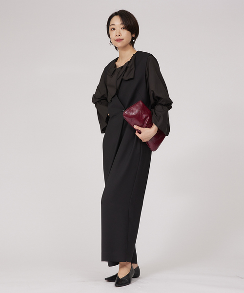 qualite（カリテ）の「ラップオールインワン（つなぎ/オールインワン・レディース・ブラック・36/38）」の5枚目の写真