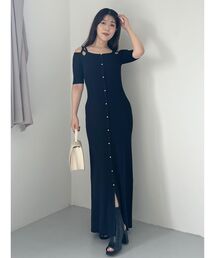 MERCURYDUO | 2WAYナローストラップ釦付きニットワンピース(ワンピース)