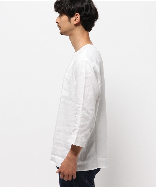 WEGO（ウィゴー）の「WEGO/リネンプルオーバーシャツ（シャツ/ブラウス・メンズ・ネイビー/ホワイト・LARGE/MEDIUM）」の4枚目の写真