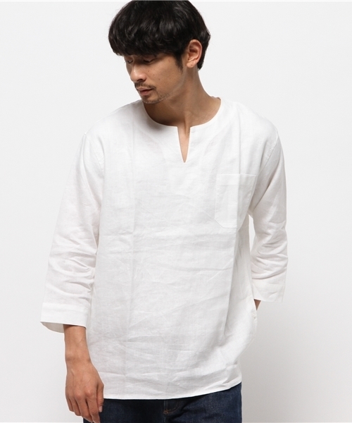 WEGO（ウィゴー）の「WEGO/リネンプルオーバーシャツ（シャツ/ブラウス・メンズ・ネイビー/ホワイト・LARGE/MEDIUM）」の11枚目の写真