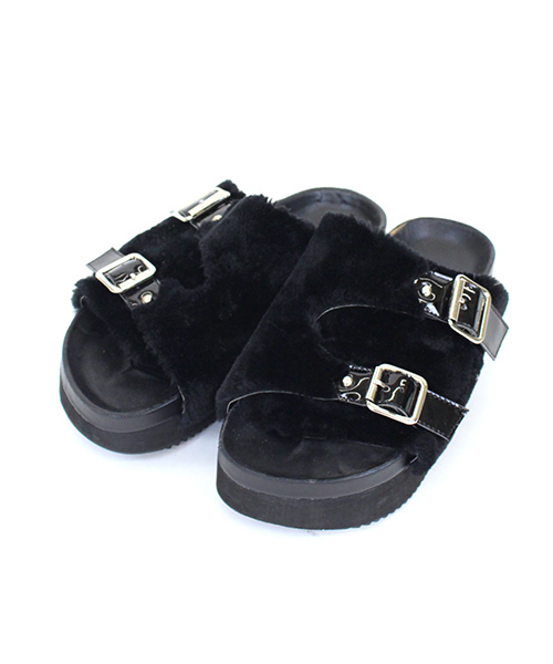 Omekashi（オメカシ）の「【Omekashi】ファーサンダル（サンダル・レディース・オフホワイト/ブラック/ベージュ・38/36/37）」の4枚目の写真