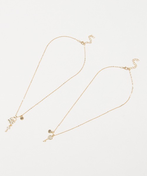 LOVETOXIC（ラブトキシック）の「【ＷＥＢ・一部店舗限定】【２本セット】キー＆ロックモチーフネックレス（ネックレス・キッズ・ゴールド・FREE）」の3枚目の写真