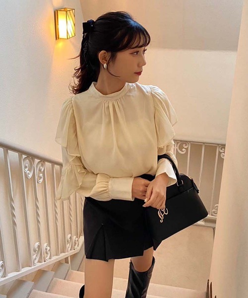 one after another NICE CLAUP（ワンアフターアナザーナイスクラップ）の「【WEB限定】前後2WAYボウタイブラウス（シャツ/ブラウス・レディース・ホワイト系その他/アイボリー/ブラック系その他/サックスブルー・FREE）」の11枚目の写真