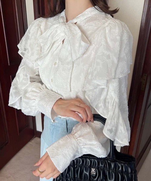 one after another NICE CLAUP（ワンアフターアナザーナイスクラップ）の「【WEB限定】前後2WAYボウタイブラウス（シャツ/ブラウス・レディース・ホワイト系その他/アイボリー/ブラック系その他/サックスブルー・FREE）」の10枚目の写真