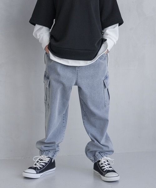 GLOBAL WORK（グローバルワーク）の「スゴラクデニムカーゴパンツ/990894（デニムパンツ・キッズ・ライトブルー・120cm/130cm/140cm/150cm/160cm/170cm）」の5枚目の写真
