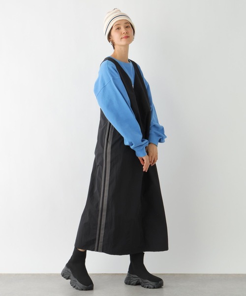 LEPSIM(レプシィム)の「ナイロンラインジャンスカ 994846(ジャンパースカート・レディース・ブラック/ベージュ/チャコールグレー・FREE)」の4枚目の写真