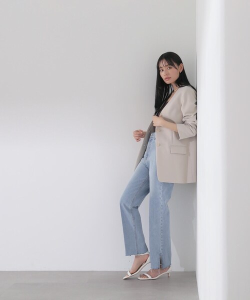 NATURAL BEAUTY BASIC（ナチュラルビューティーベーシック）の「◇ノーカラーボクシージャケット（ノーカラージャケット・レディース・ブラック/ベージュ・FREE）」の13枚目の写真