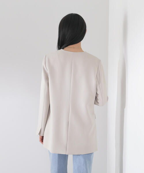NATURAL BEAUTY BASIC（ナチュラルビューティーベーシック）の「◇ノーカラーボクシージャケット（ノーカラージャケット・レディース・ブラック/ベージュ・FREE）」の15枚目の写真