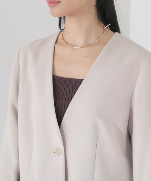 NATURAL BEAUTY BASIC（ナチュラルビューティーベーシック）の「◇ノーカラーボクシージャケット（ノーカラージャケット・レディース・ブラック/ベージュ・FREE）」の16枚目の写真