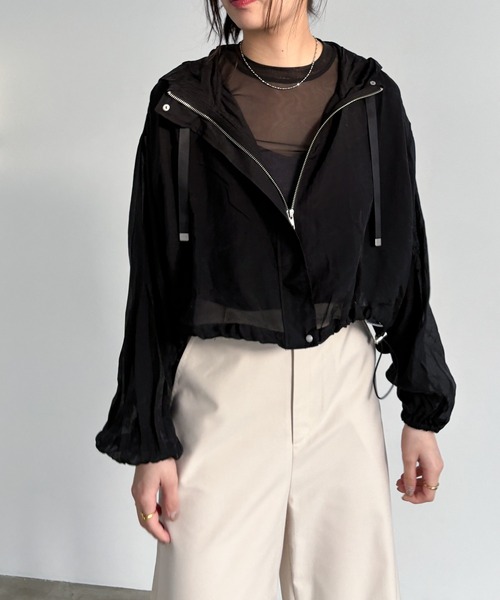 EPIMI E'PIMMY（エピミエピミー）の「シアーマウンテンショートパーカー（マウンテンパーカー・レディース・ブラック/オフホワイト・MEDIUM）」の3枚目の写真