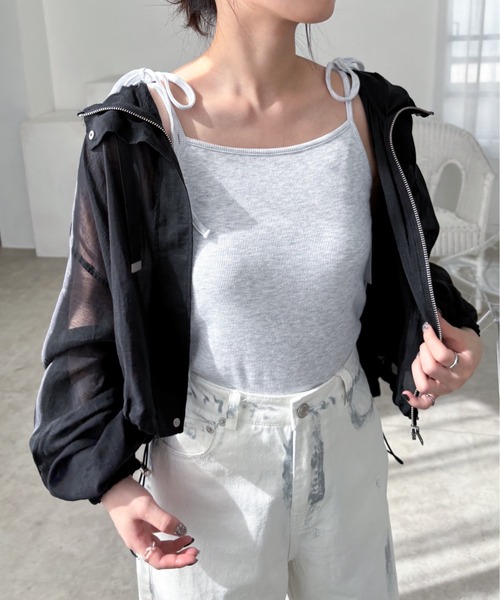 EPIMI E'PIMMY（エピミエピミー）の「シアーマウンテンショートパーカー（マウンテンパーカー・レディース・ブラック/オフホワイト・MEDIUM）」の5枚目の写真