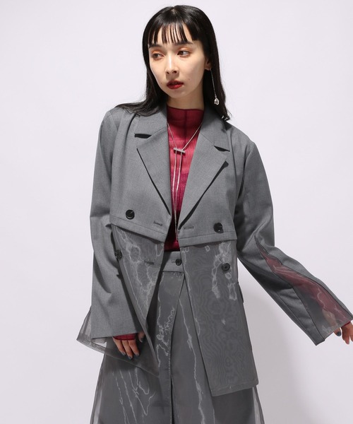 HARE（ハレ）の「シアーキリカエミドルジャケット(HARE)（テーラードジャケット・レディース・ブラック/グレー/ブルー・FREE）」の18枚目の写真