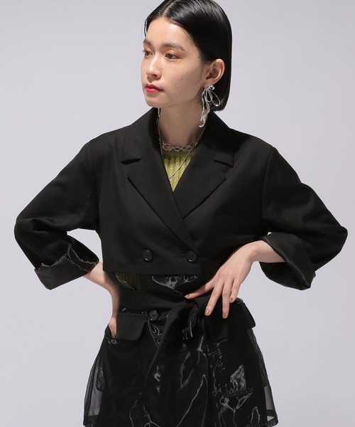 HARE（ハレ）の「シアーキリカエミドルジャケット(HARE)（テーラードジャケット・レディース・ブラック/グレー/ブルー・FREE）」の21枚目の写真