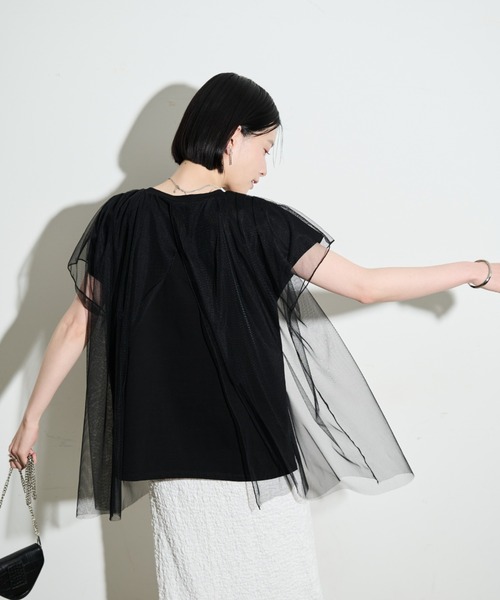Shelly island（シェリーアイランド）の「チュールレイヤードTEE（Tシャツ/カットソー・レディース・ブラック/ホワイト・FREE）」の22枚目の写真