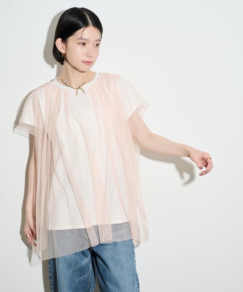 Shelly island（シェリーアイランド）の「チュールレイヤードTEE（Tシャツ/カットソー・レディース・ブラック/ホワイト・FREE）」の7枚目の写真