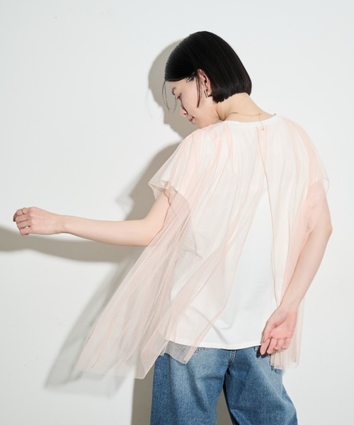 Shelly island（シェリーアイランド）の「チュールレイヤードTEE（Tシャツ/カットソー・レディース・ブラック/ホワイト・FREE）」の9枚目の写真