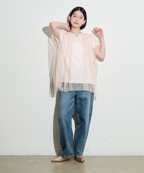 Shelly island（シェリーアイランド）の「チュールレイヤードTEE（Tシャツ/カットソー・レディース・ブラック/ホワイト・FREE）」の3枚目の写真