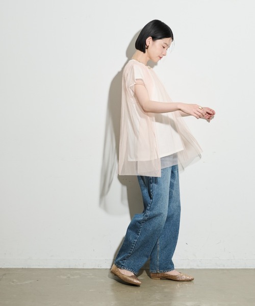 Shelly island（シェリーアイランド）の「チュールレイヤードTEE（Tシャツ/カットソー・レディース・ブラック/ホワイト・FREE）」の4枚目の写真