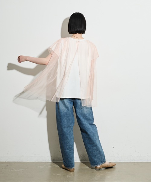 Shelly island（シェリーアイランド）の「チュールレイヤードTEE（Tシャツ/カットソー・レディース・ブラック/ホワイト・FREE）」の5枚目の写真