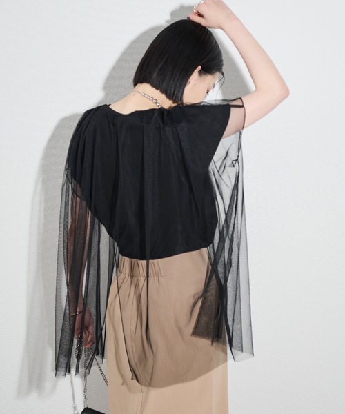 Shelly island（シェリーアイランド）の「チュールレイヤードTEE（Tシャツ/カットソー・レディース・ブラック/ホワイト・FREE）」の18枚目の写真